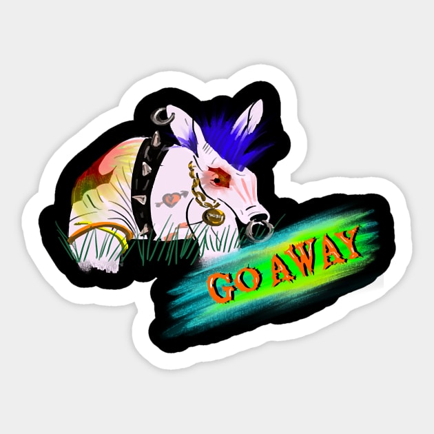 Go Away! T-Shirt Sticker by Veronica Cox